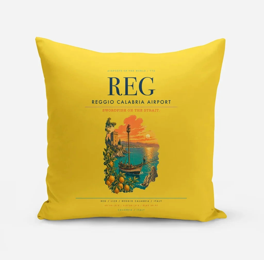 Reggio Calabria Airport (REG) design on yellow pillow