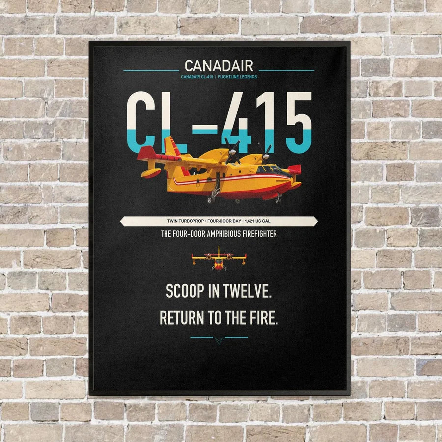 Canadair CL-415 vertical canvas print - framed - black background