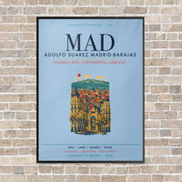 Thumbnail for Adolfo Suarez Madrid-Barajas Airport MAD vertical canvas print - framed - light blue background