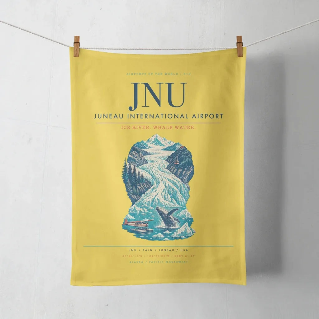 Juneau International Airport (JNU) design on yellow towel