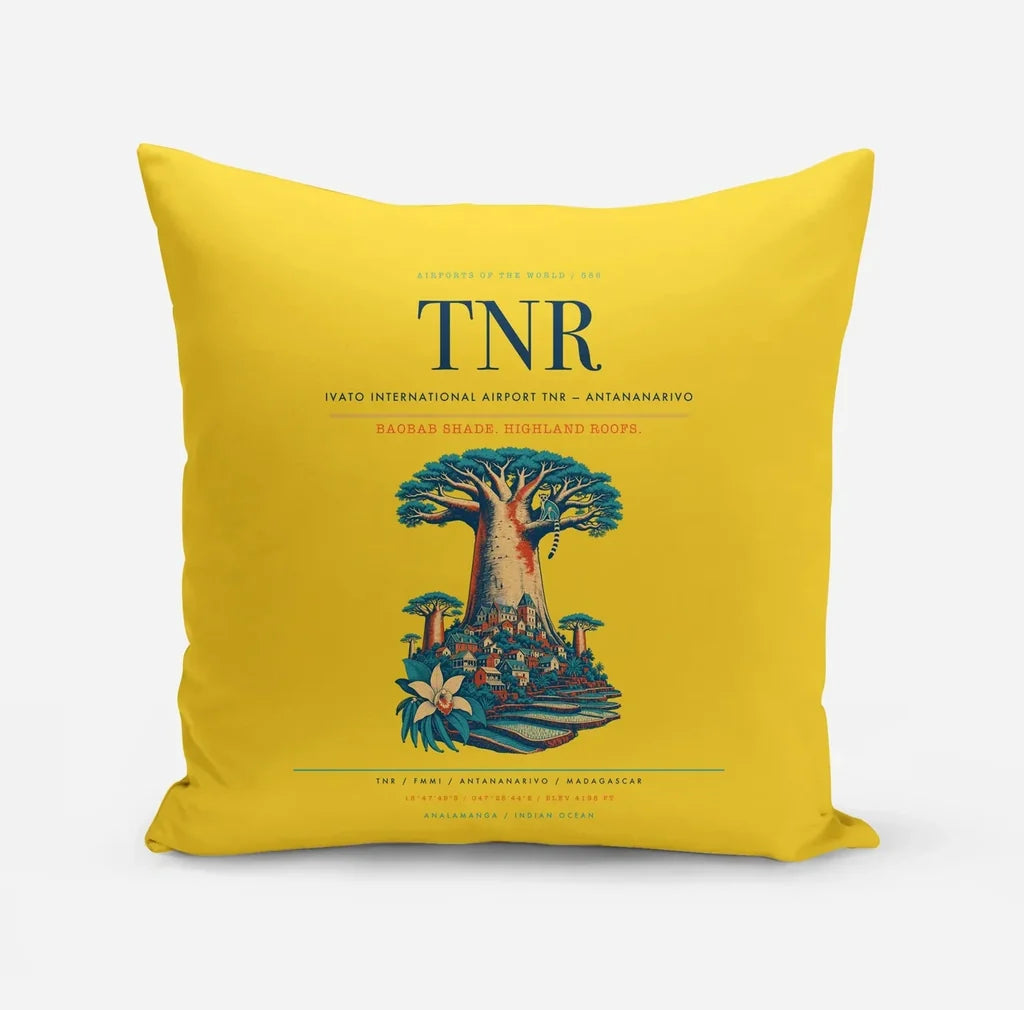 Ivato International Airport (TNR) design on yellow pillow