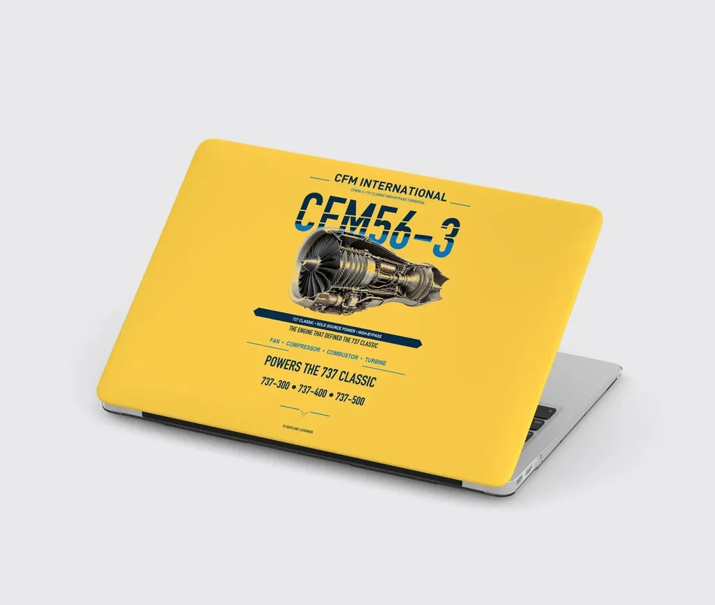 CFM56-3 design on yellow MacBook case