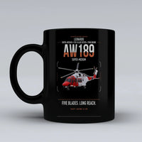 Thumbnail for Leonardo AW189 design on black ceramic mug, double-side print