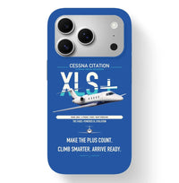 Thumbnail for Cessna Citation XLSPlus design on blue magsafe iphone case, for iPhone 17 Pro