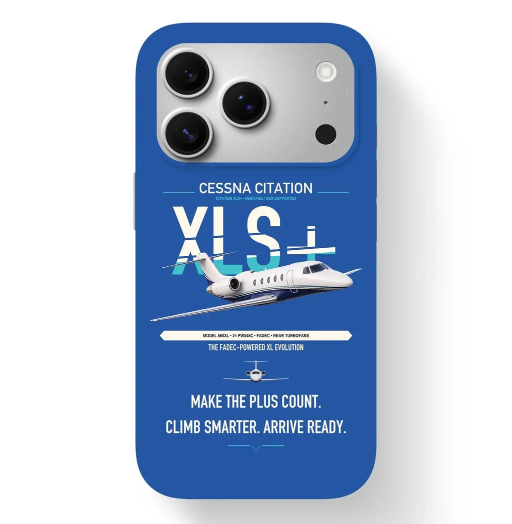 Cessna Citation XLSPlus design on blue magsafe iphone case, for iPhone 17 Pro