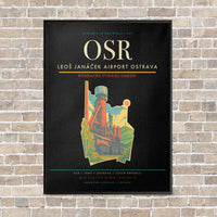 Thumbnail for Leoš Janáček Airport Ostrava OSR vertical canvas print - framed - black background