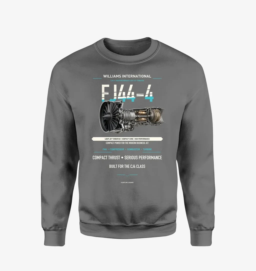 FJ44-4 design on gray sweatshirt