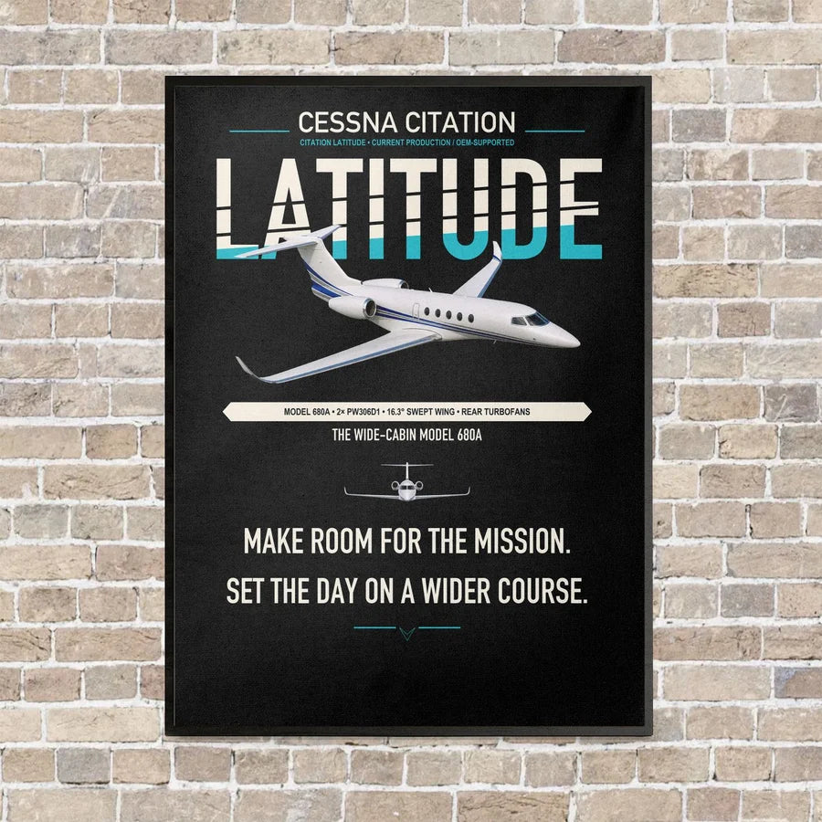 Cessna Citation Latitude vertical canvas print - framed - black background