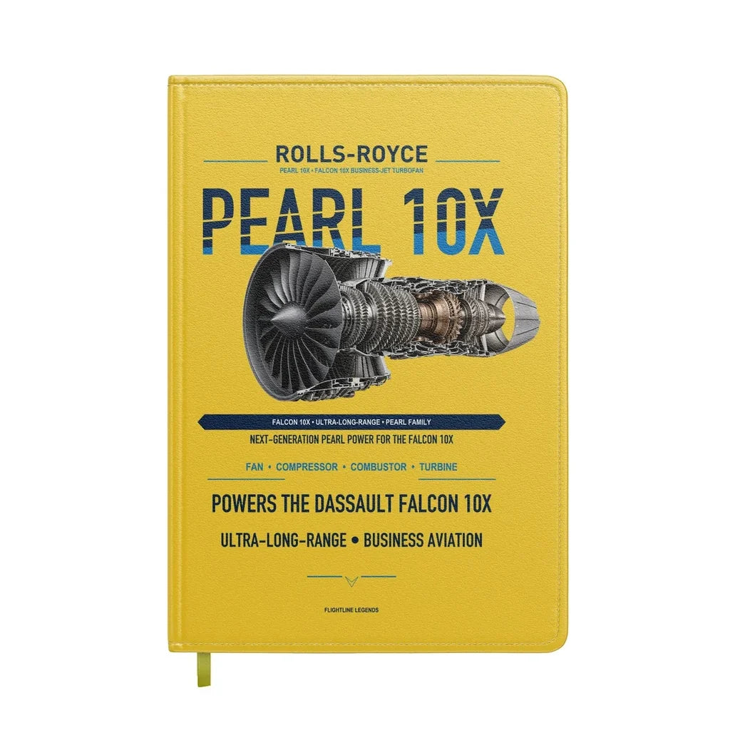 PEARL 10X design on yellow notebook