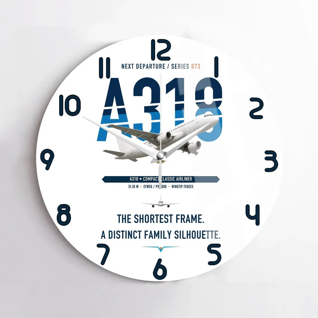 Airbus A318 design on white no frame wall clock