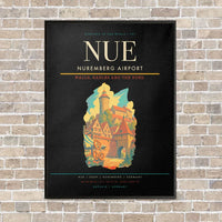 Thumbnail for Nuremberg Airport NUE vertical canvas print - framed - black background