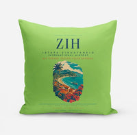 Thumbnail for Ixtapa-Zihuatanejo International Airport (ZIH) design on light green pillow