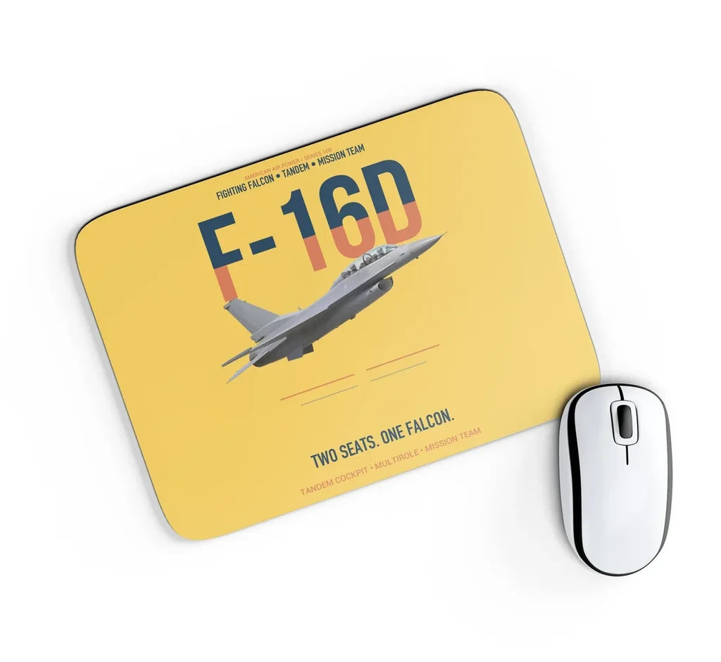 F-16D Fighting Falcon Two Seats One Falcon design on yellow rectangle mouse pad
