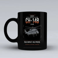 Thumbnail for Sikorsky CH-148 Cyclone design on black ceramic mug, double-side print