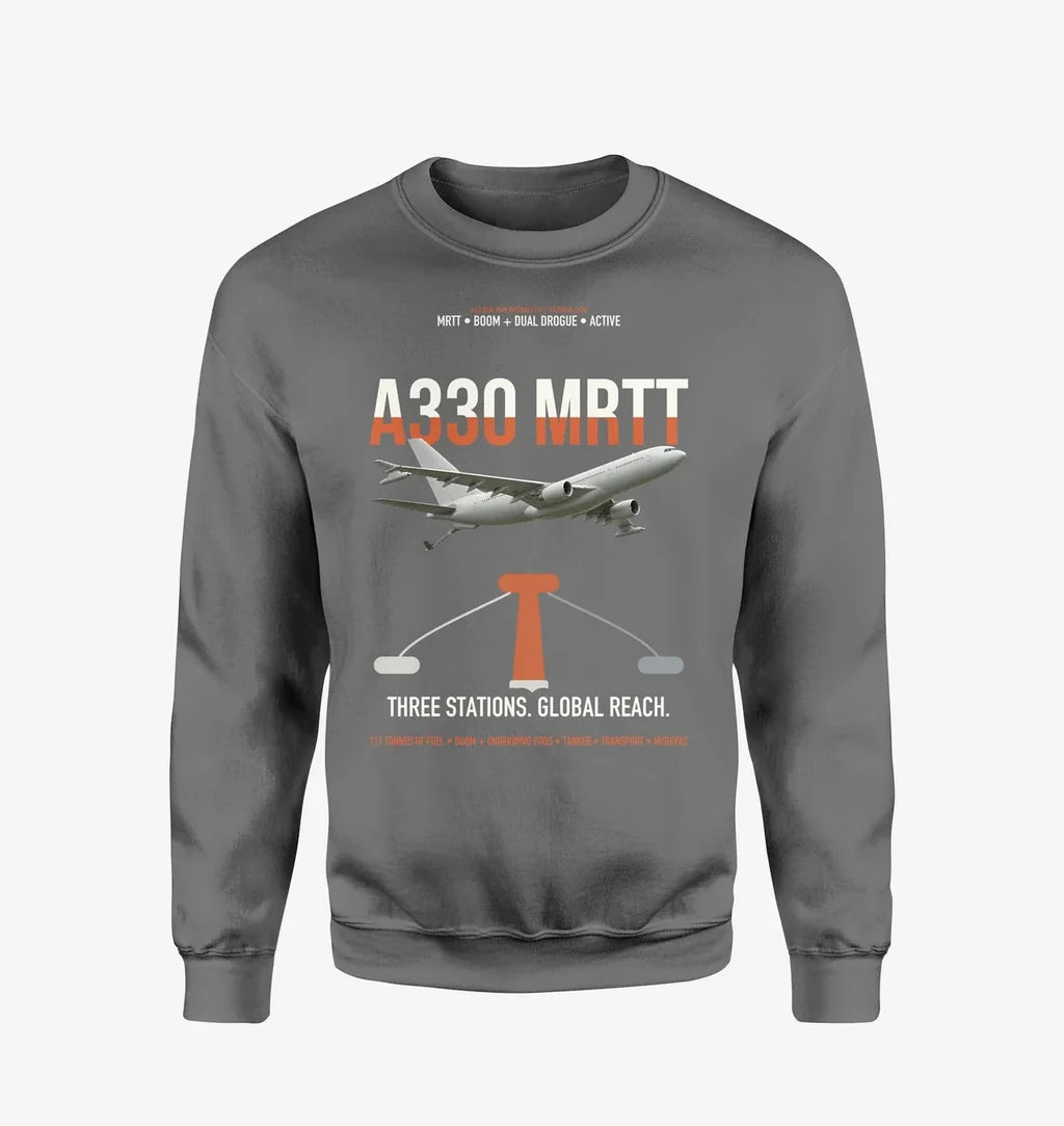 Airbus A330 MRTT design on gray sweatshirt
