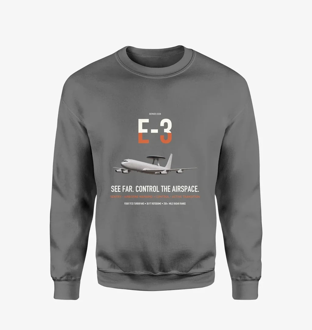 E-3 Sentry AWACS design on gray sweatshirt