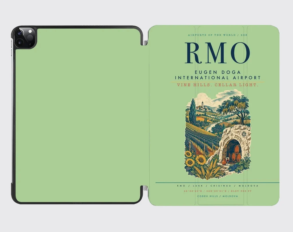 Chisinau Eugen Doga International Airport (RMO) design on light green ipad tablet case