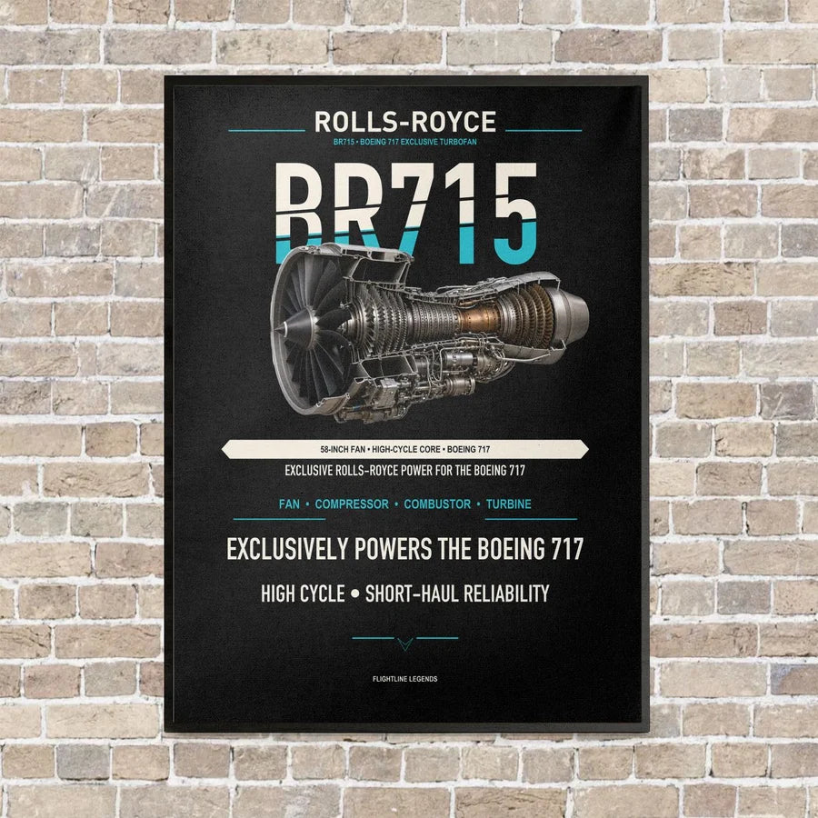 BR715 vertical canvas print - framed - black background