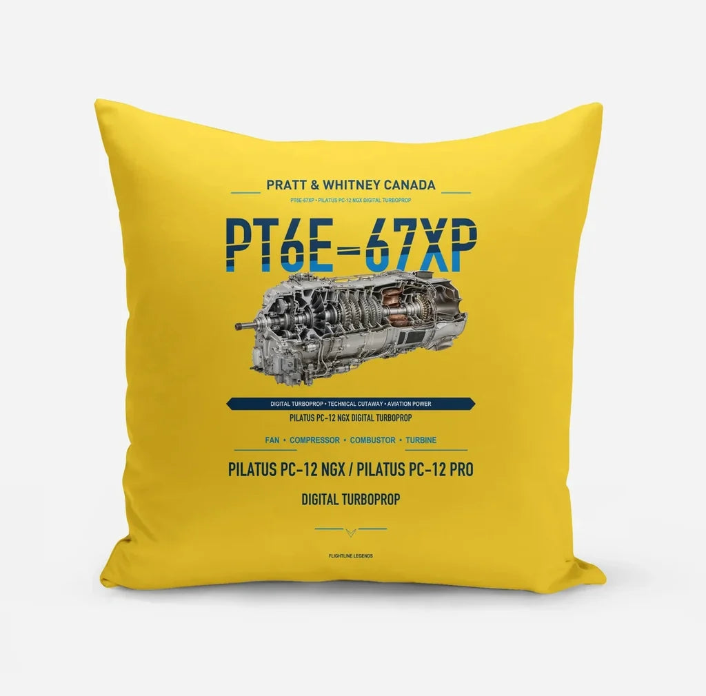 PT6E-67XP design on yellow pillow