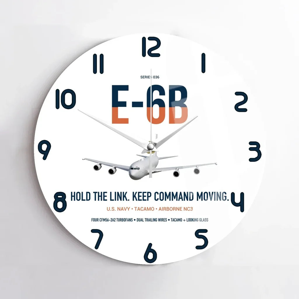 E-6B Mercury design on white no frame wall clock