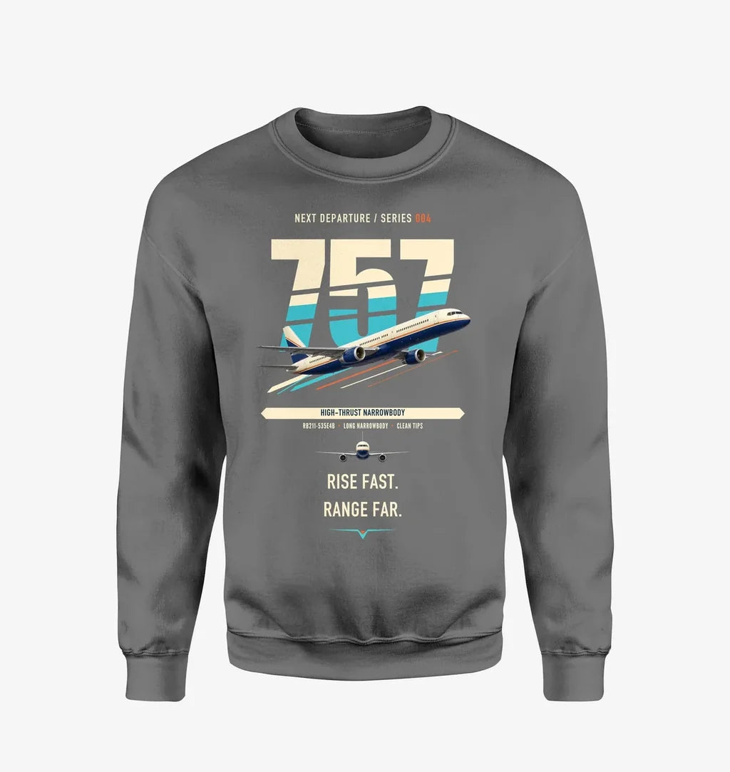 Boeing 757-200 design on gray sweatshirt