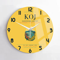 Thumbnail for Kagoshima Airport (KOJ) design on yellow no frame wall clock