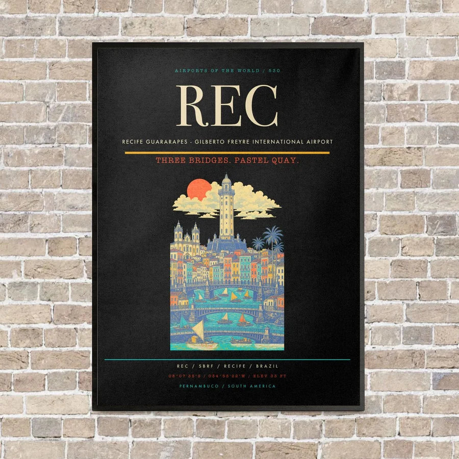 Recife Guararapes - Gilberto Freyre International Airport REC vertical canvas print - framed - black background