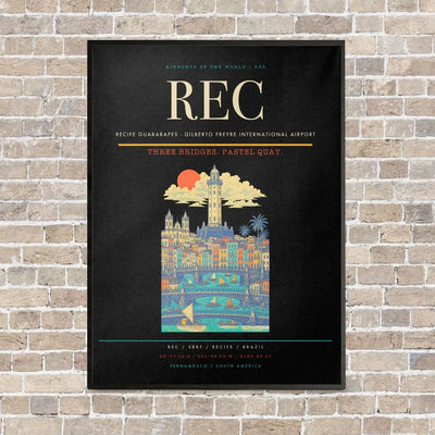 Recife Guararapes - Gilberto Freyre International Airport REC vertical canvas print - framed - black background