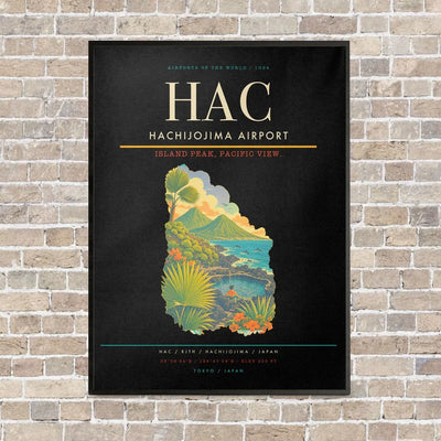 Hachijojima Airport HAC vertical canvas print - framed - black background