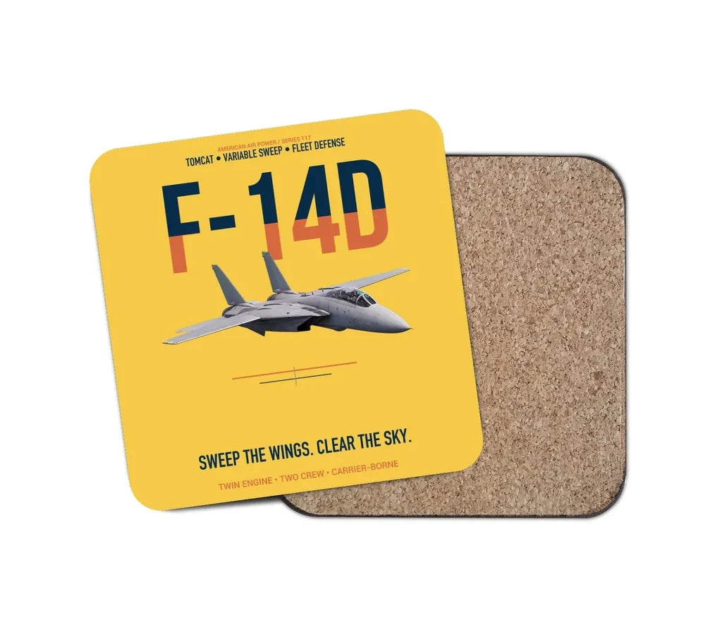 F-14D Tomcat Sweep The Wings Clear The Sky design on yellow 1 piece coaster