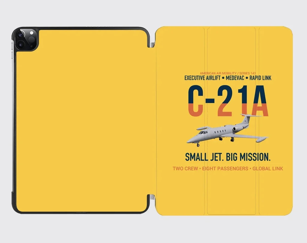 C-21A Learjet Small Jet Big Mission design on yellow ipad tablet case