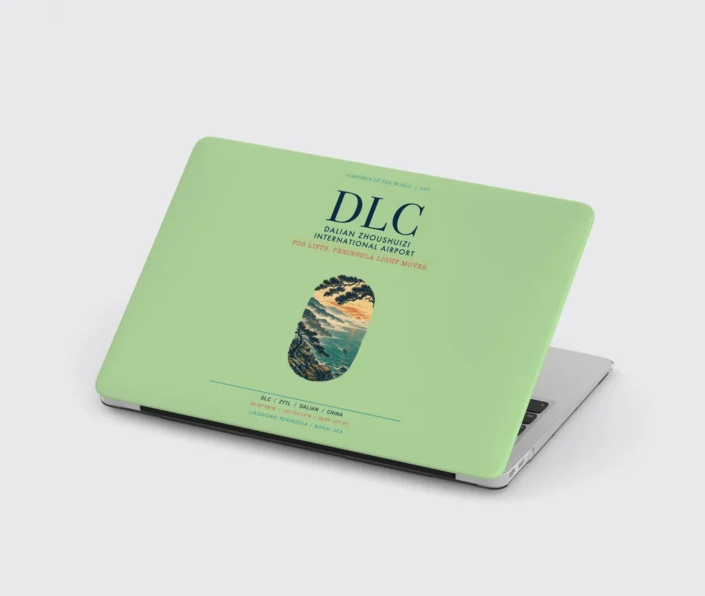 Dalian Zhoushuizi International Airport (DLC) design on light green MacBook case