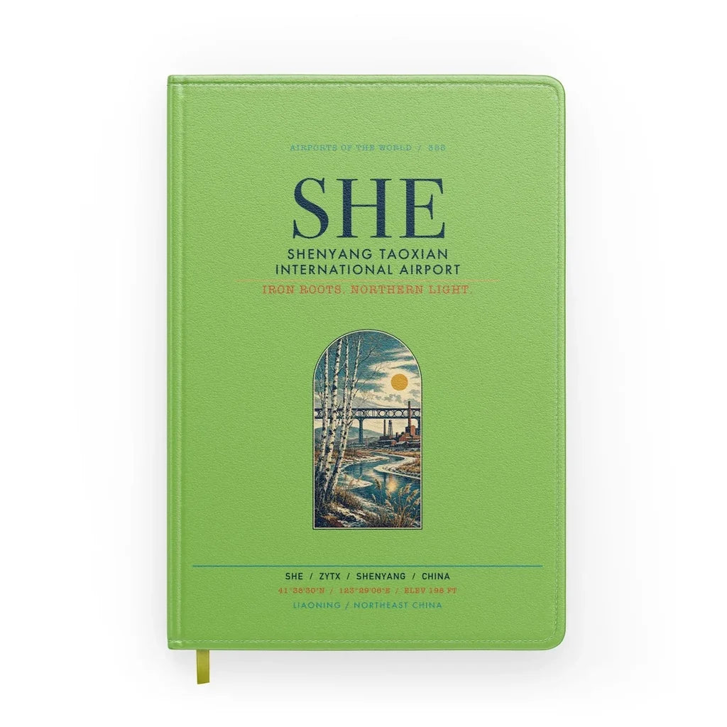 Shenyang Taoxian International Airport (SHE) design on light green notebook