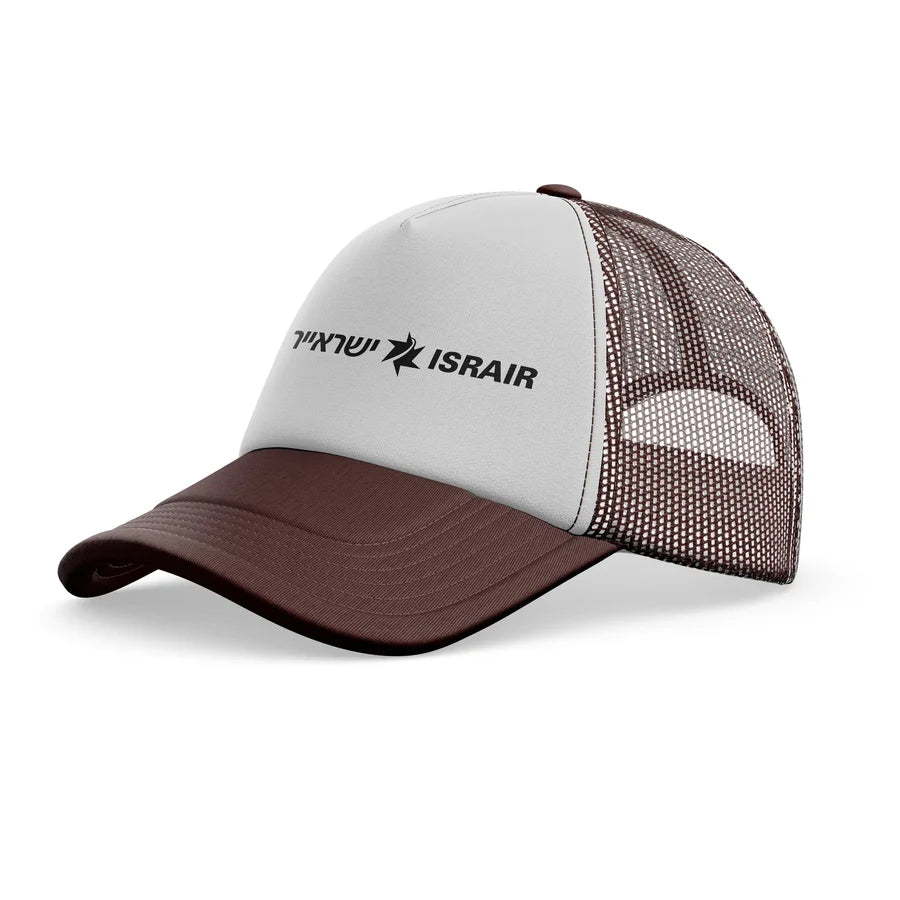 Israir Airlines aviation design printed on brown trucker cap