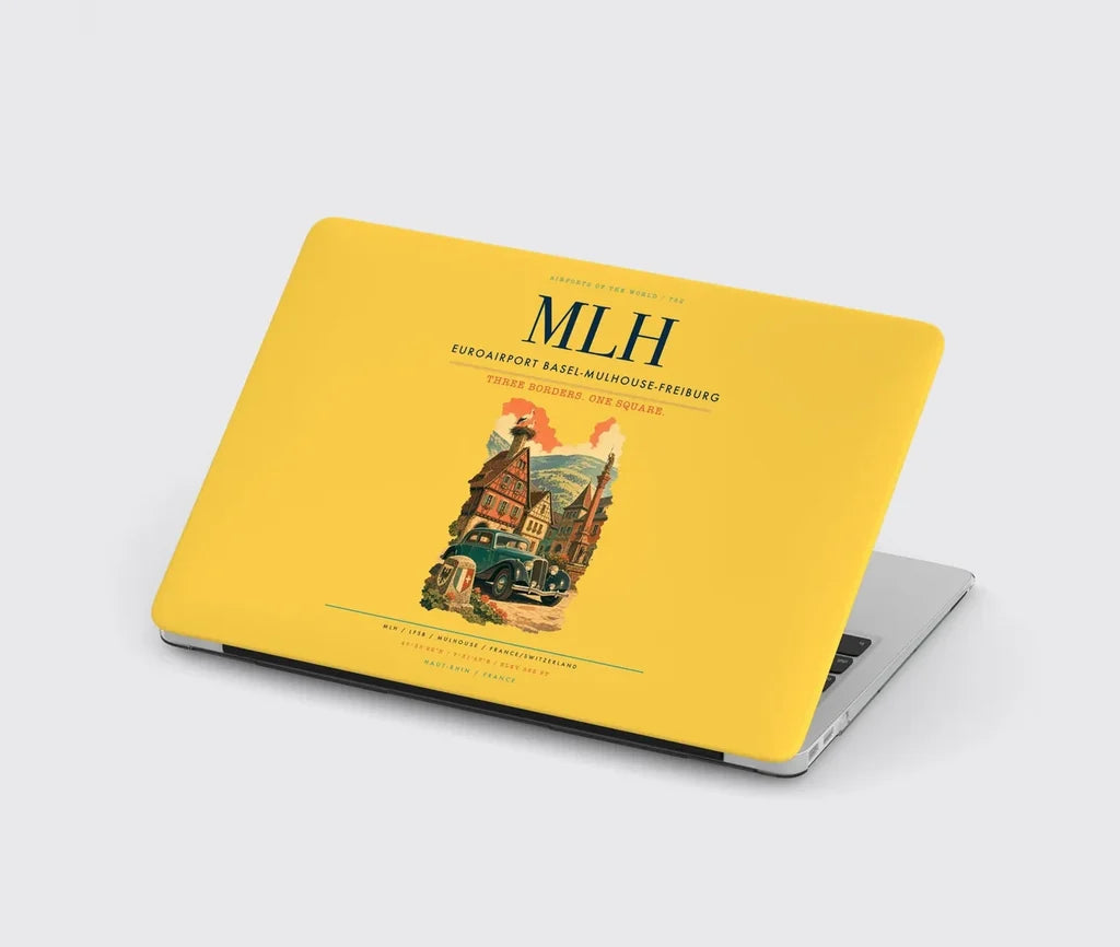 EuroAirport Basel-Mulhouse-Freiburg (MLH) design on yellow MacBook case
