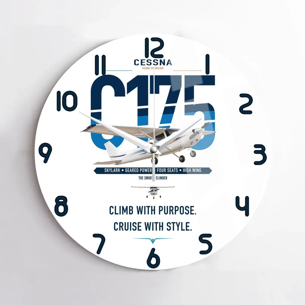 Cessna 175 Skylark design on white no frame wall clock