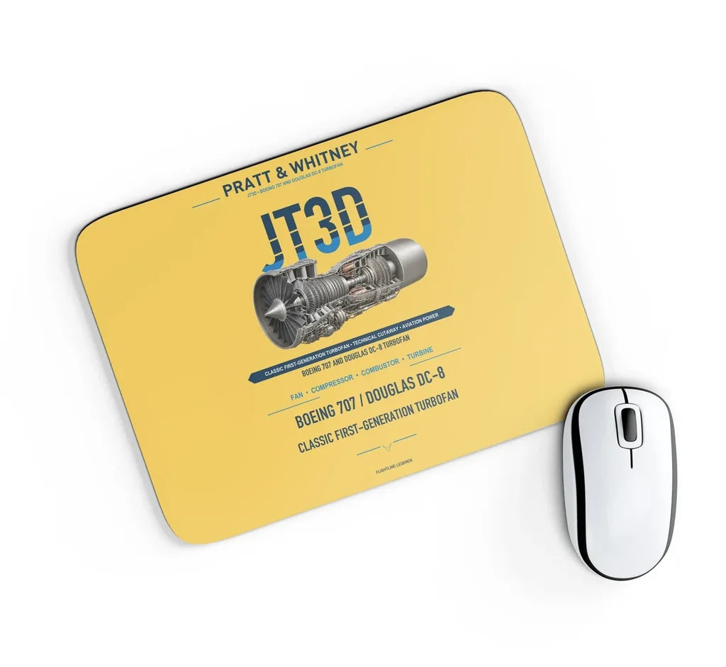 JT3D design on yellow rectangle mouse pad