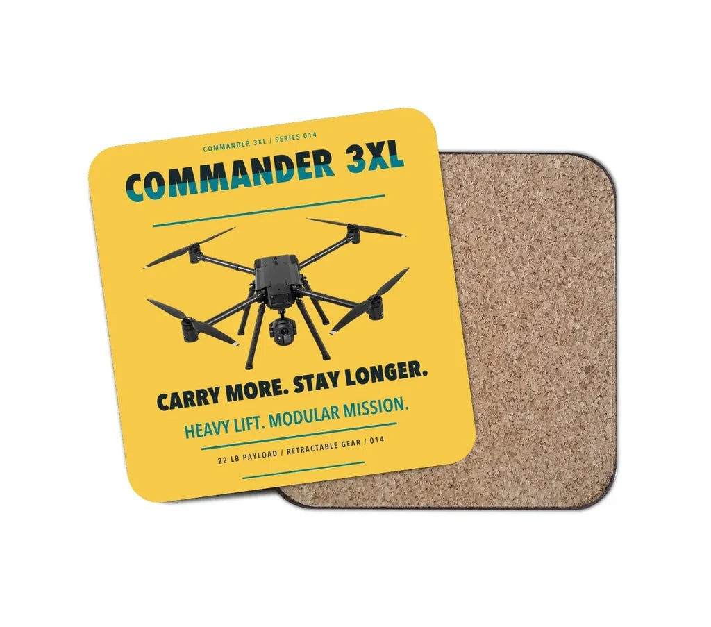 Draganfly Commander 3XL design on yellow 1 piece coaster