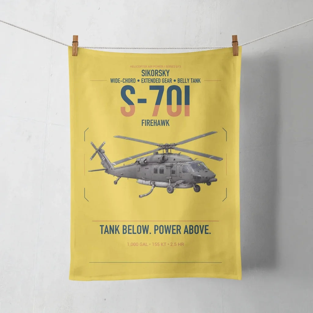Sikorsky S-70i FIREHAWK design on yellow towel