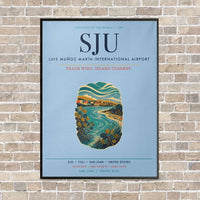 Thumbnail for Luis Muñoz Marín International Airport San Juan SJU vertical canvas print - framed - light blue background