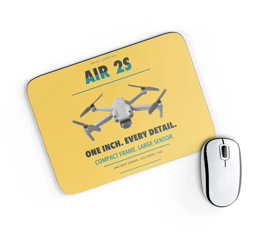 DJI Air 2S design on yellow rectangle mouse pad