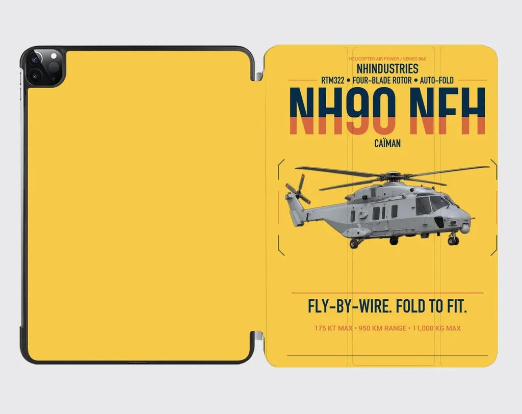 NHIndustries NH90 NFH Caïman design on yellow ipad tablet case