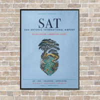 Thumbnail for San Antonio International Airport SAT vertical canvas print - framed - light blue background