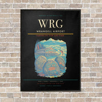 Thumbnail for Wrangell Airport WRG vertical canvas print - framed - black background