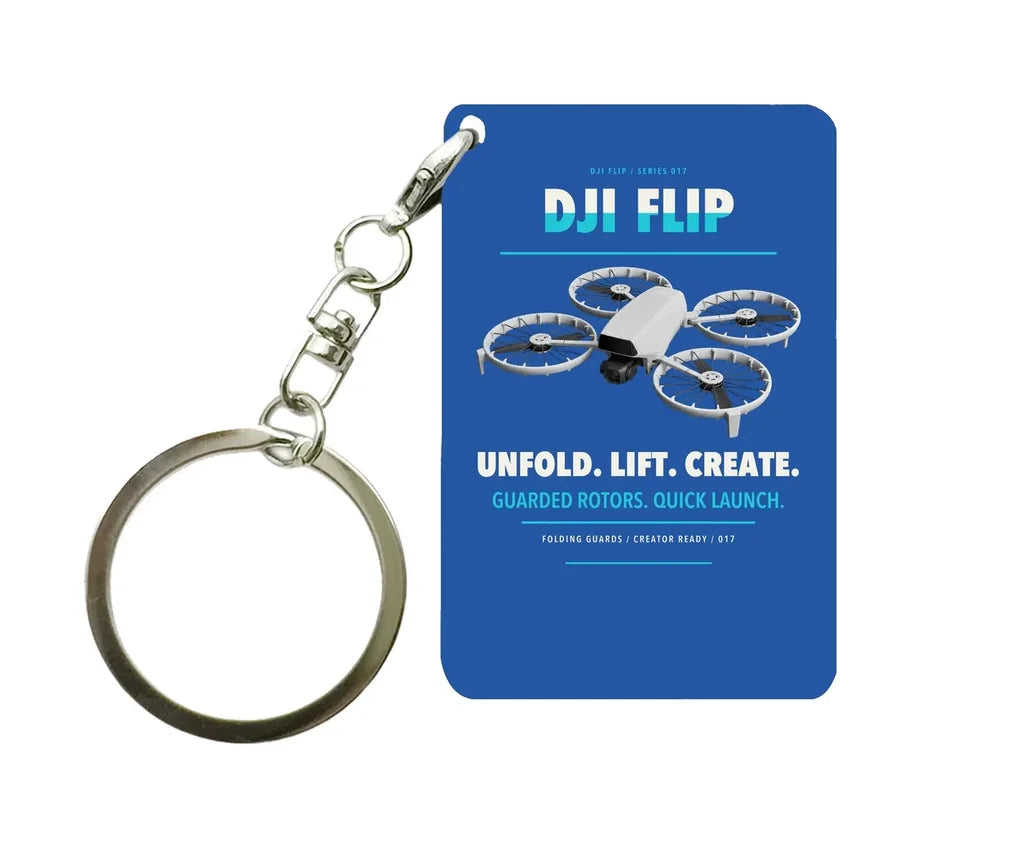 DJI Flip Key Chain design on blue key chain