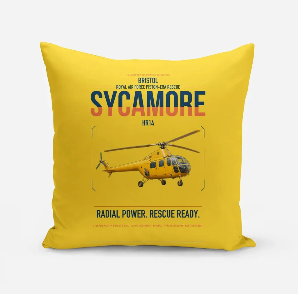 Bristol Sycamore HR14 design on yellow pillow