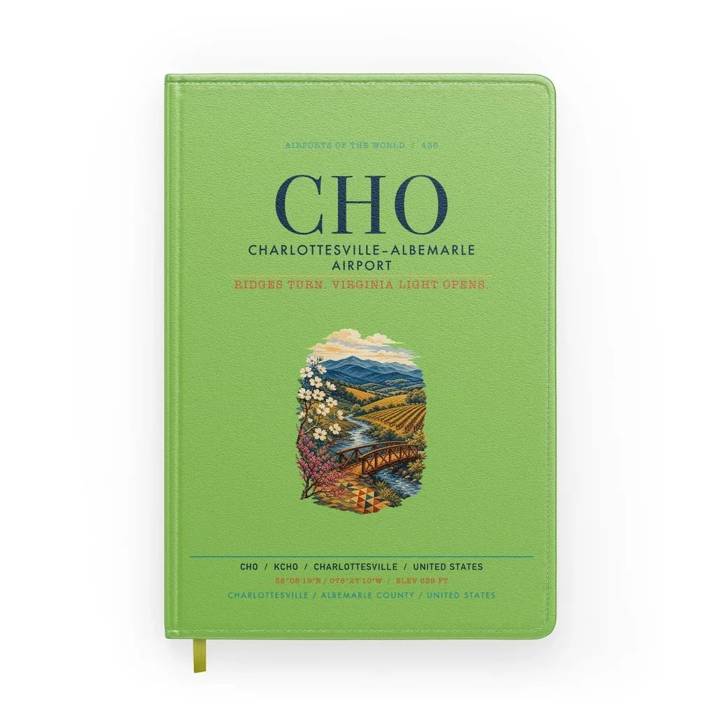 Charlottesville–Albemarle Airport (CHO) design on light green notebook