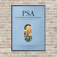 Thumbnail for Pisa Airport Galileo Galilei PSA vertical canvas print - framed - light blue background