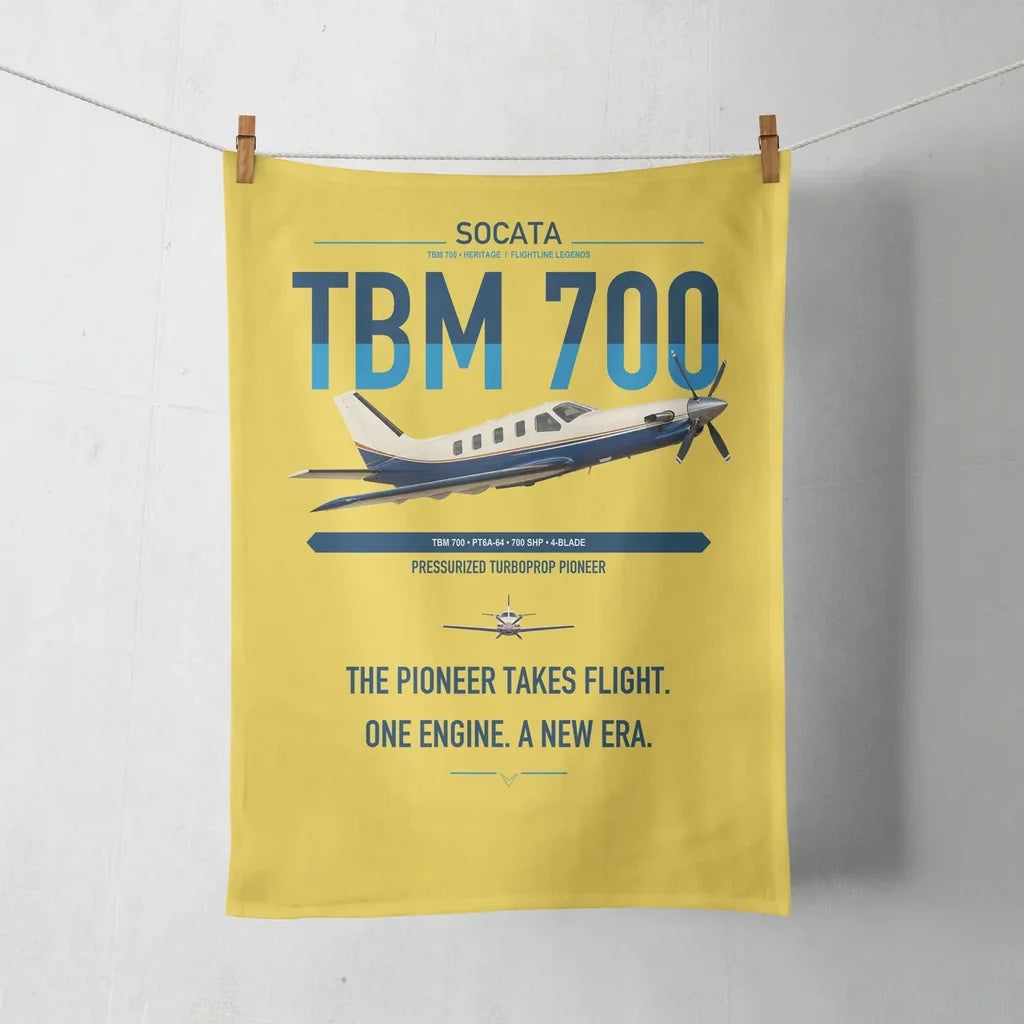 Socata TBM 700 design on yellow towel