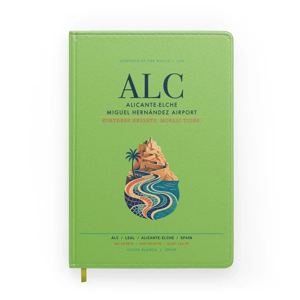 Alicante-Elche Miguel Hernandez Airport (ALC) design on light green notebook